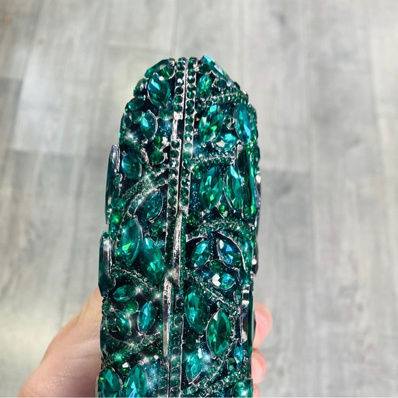 Green Rectangle Rhinestone Clutch